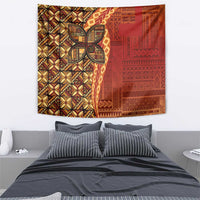 Samoan Pacific Tribal Flower Geometric Art Tattoos Tapestry Siapo Pattern Flame Sunset - Polynesian Pride
