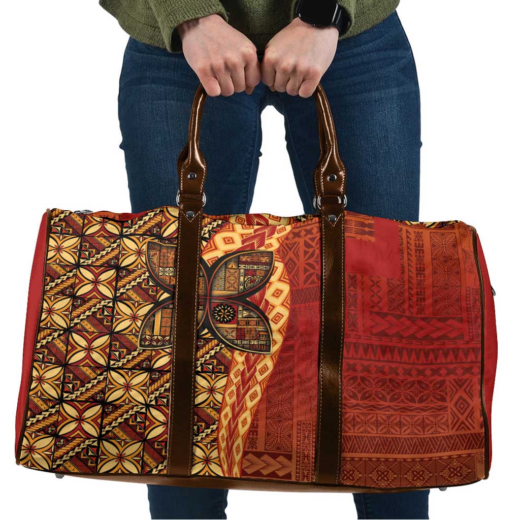 Samoan Pacific Tribal Flower Geometric Art Tattoos Travel Bag Siapo Pattern Flame Sunset - Polynesian Pride
