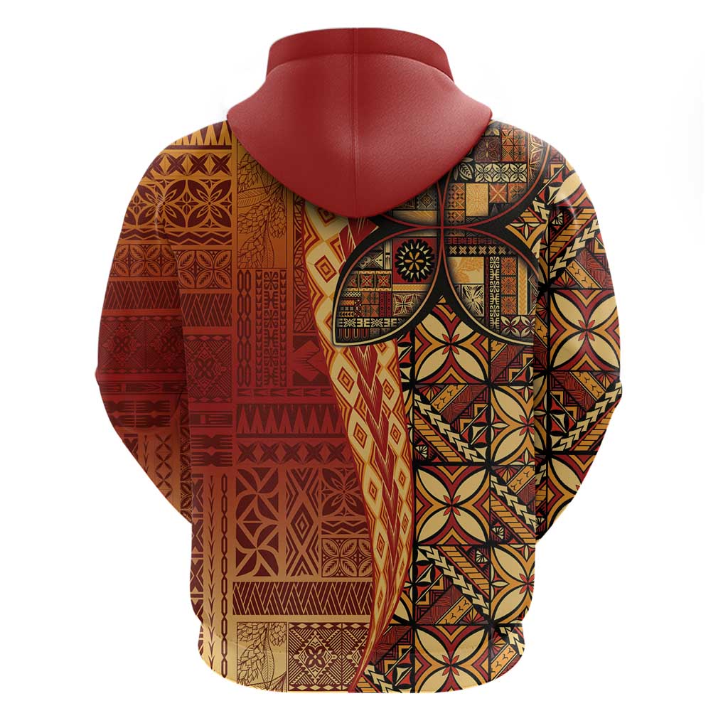 Samoan Pacific Tribal Flower Geometric Art Tattoos Zip Hoodie Siapo Pattern Flame Sunset LT03 - Polynesian Pride