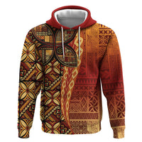 Samoan Pacific Tribal Flower Geometric Art Tattoos Zip Hoodie Siapo Pattern Flame Sunset LT03 Pullover Hoodie Red - Polynesian Pride
