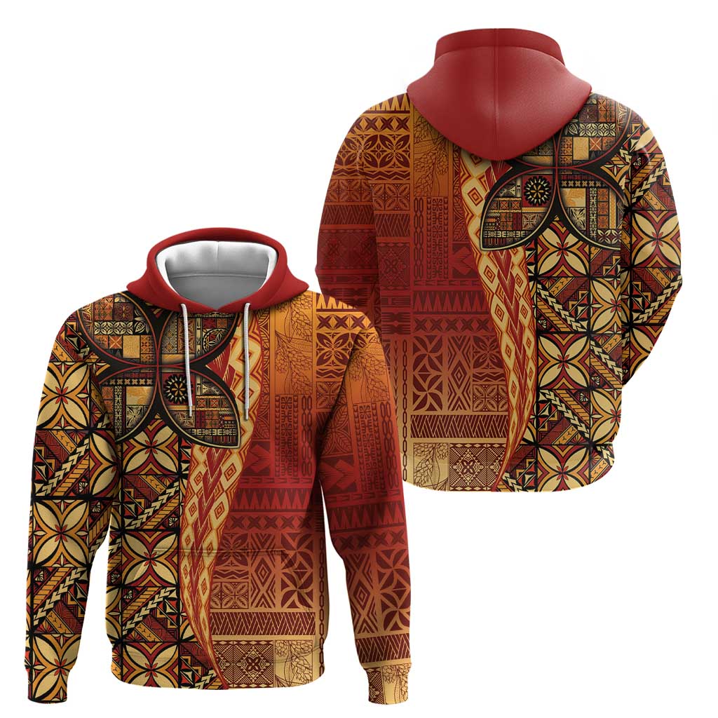 Samoan Pacific Tribal Flower Geometric Art Tattoos Zip Hoodie Siapo Pattern Flame Sunset LT03 - Polynesian Pride