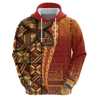 Samoan Pacific Tribal Flower Geometric Art Tattoos Zip Hoodie Siapo Pattern Flame Sunset LT03 - Polynesian Pride