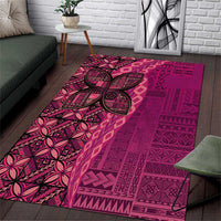 Samoan Pacific Tribal Flower Geometric Art Tattoos Area Rug Siapo Pattern Romantic Rose - Polynesian Pride