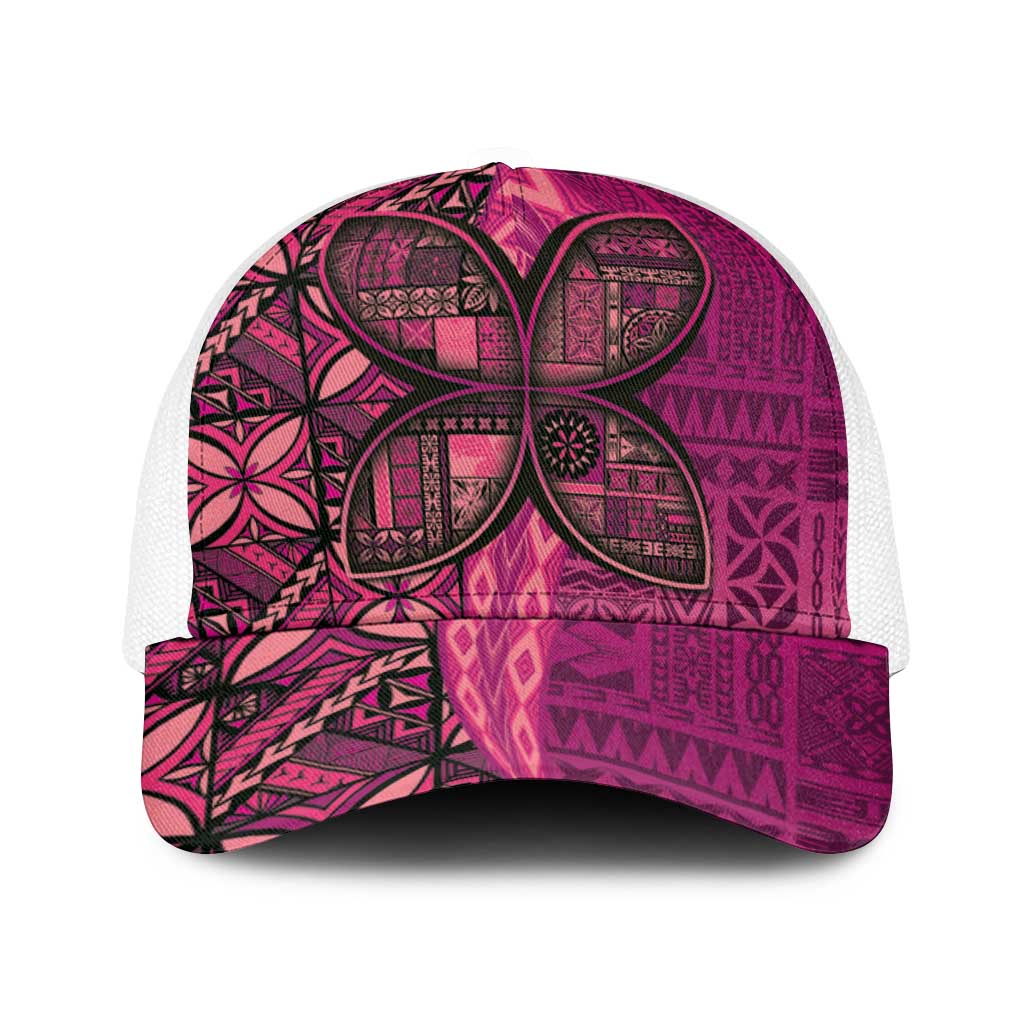Samoan Pacific Tribal Flower Geometric Art Tattoos Baseball Net Cap Siapo Pattern Romantic Rose - Polynesian Pride