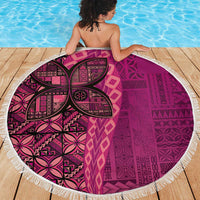 Samoan Pacific Tribal Flower Geometric Art Tattoos Beach Blanket Siapo Pattern Romantic Rose - Polynesian Pride