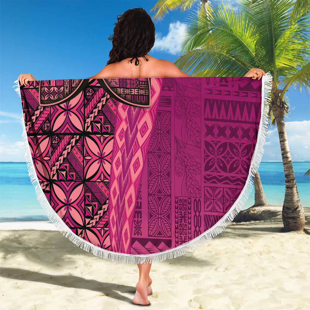 Samoan Pacific Tribal Flower Geometric Art Tattoos Beach Blanket Siapo Pattern Romantic Rose - Polynesian Pride