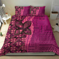 Samoan Pacific Tribal Flower Geometric Art Tattoos Bedding Set Siapo Pattern Romantic Rose - Polynesian Pride