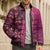 Samoan Pacific Tribal Flower Geometric Art Tattoos Bomber Puffer Jacket Siapo Pattern Romantic Rose - Polynesian Pride