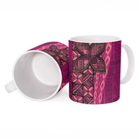 Samoan Pacific Tribal Flower Geometric Art Tattoos Ceramic Mug Siapo Pattern Romantic Rose - Polynesian Pride