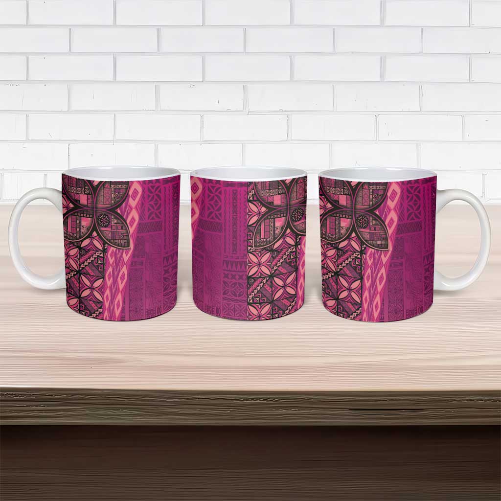 Samoan Pacific Tribal Flower Geometric Art Tattoos Ceramic Mug Siapo Pattern Romantic Rose - Polynesian Pride