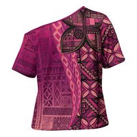 Samoan Pacific Tribal Flower Geometric Art Tattoos Cross Shoulder Shirt Siapo Pattern Romantic Rose - Polynesian Pride
