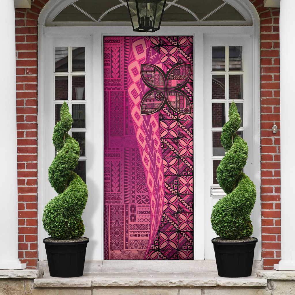 Samoan Pacific Tribal Flower Geometric Art Tattoos Door Cover Siapo Pattern Romantic Rose - Polynesian Pride