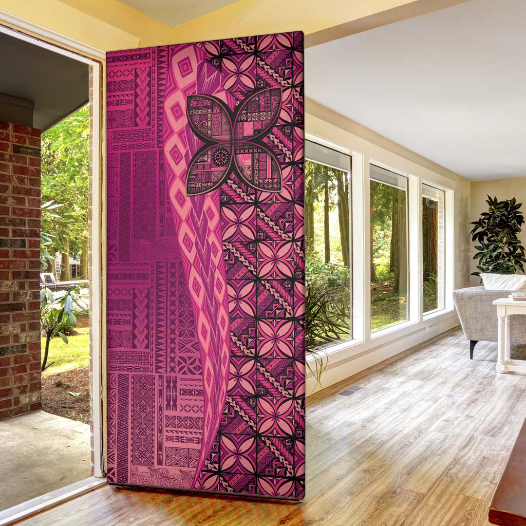 Samoan Pacific Tribal Flower Geometric Art Tattoos Door Cover Siapo Pattern Romantic Rose - Polynesian Pride