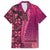Samoan Pacific Tribal Flower Geometric Art Tattoos Family Matching Off The Shoulder Long Sleeve Dress and Hawaiian Shirt Siapo Pattern Romantic Rose - Polynesian Pride