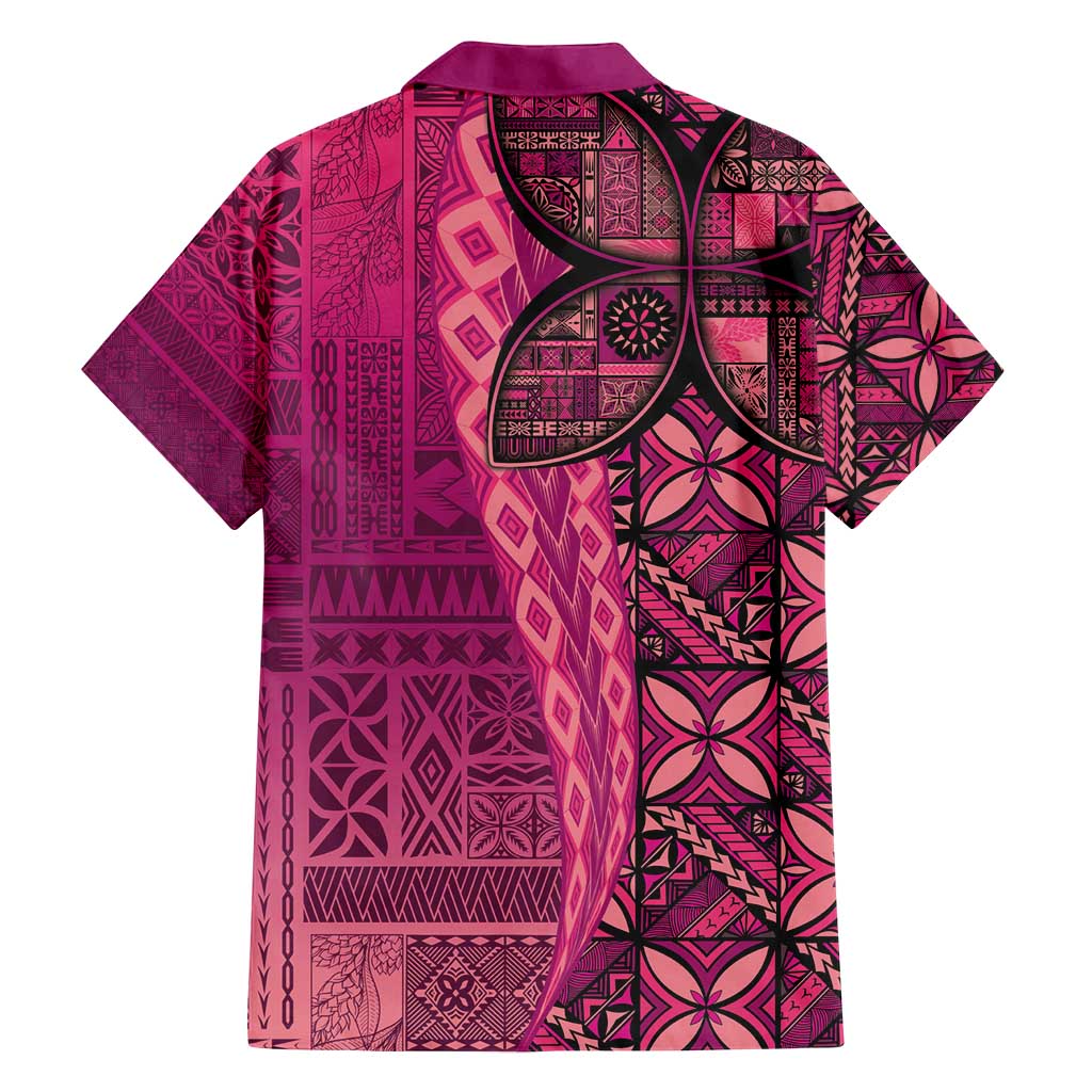 Samoan Pacific Tribal Flower Geometric Art Tattoos Family Matching Summer Maxi Dress and Hawaiian Shirt Siapo Pattern Romantic Rose - Polynesian Pride