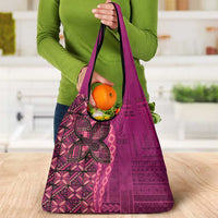 Samoan Pacific Tribal Flower Geometric Art Tattoos Grocery Bag Siapo Pattern Romantic Rose - Polynesian Pride