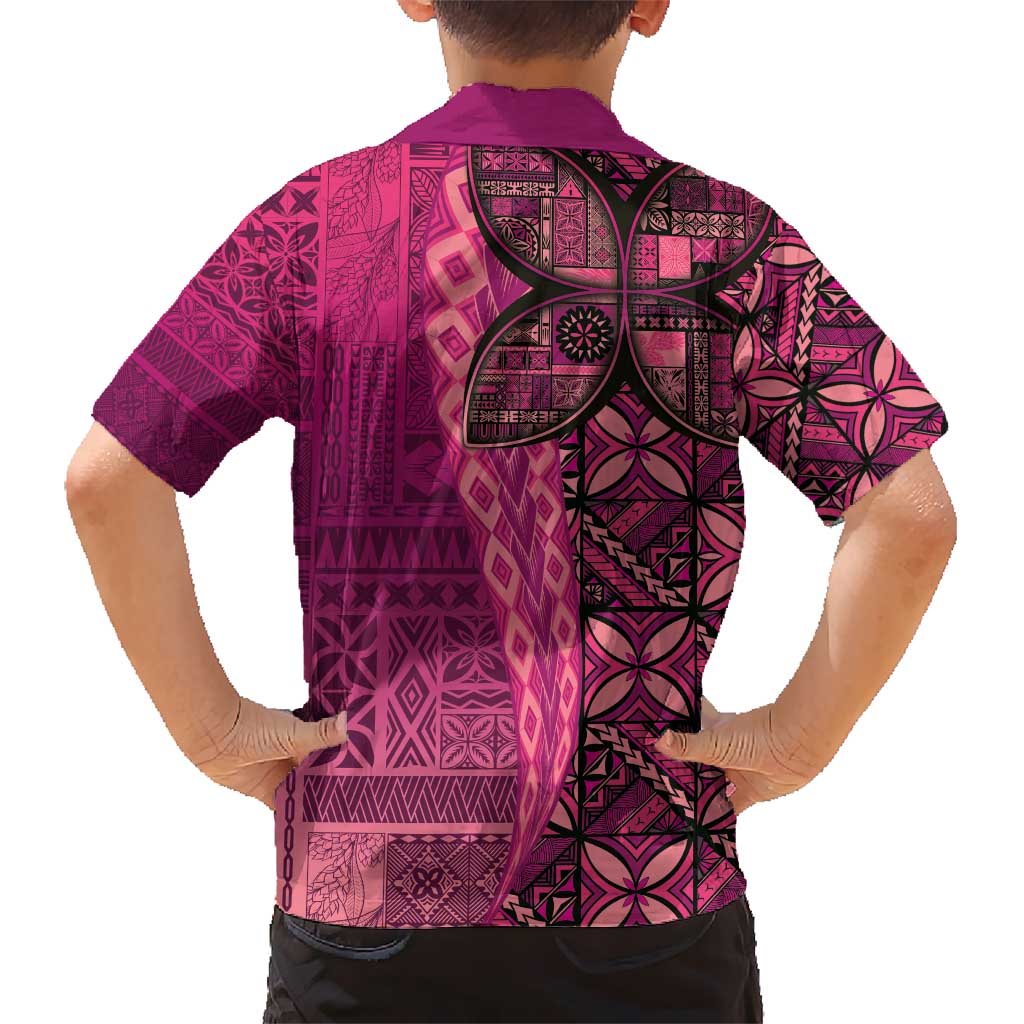 Samoan Pacific Tribal Flower Geometric Art Tattoos Kid Hawaiian Shirt Siapo Pattern Romantic Rose LT03 - Polynesian Pride