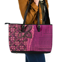 Samoan Pacific Tribal Flower Geometric Art Tattoos Leather Tote Bag Siapo Pattern Romantic Rose LT03 - Polynesian Pride