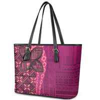 Samoan Pacific Tribal Flower Geometric Art Tattoos Leather Tote Bag Siapo Pattern Romantic Rose LT03 - Polynesian Pride