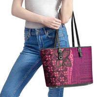 Samoan Pacific Tribal Flower Geometric Art Tattoos Leather Tote Bag Siapo Pattern Romantic Rose LT03 - Polynesian Pride