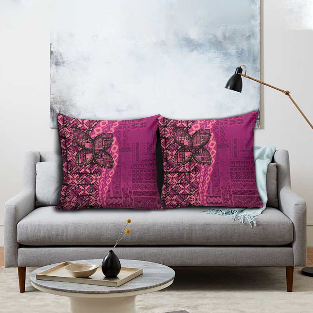 Samoan Pacific Tribal Flower Geometric Art Tattoos Pillow Cover Siapo Pattern Romantic Rose - Polynesian Pride