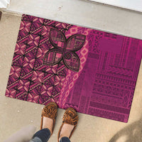 Samoan Pacific Tribal Flower Geometric Art Tattoos Rubber Doormat Siapo Pattern Romantic Rose - Polynesian Pride