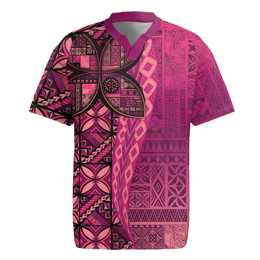 Samoan Pacific Tribal Flower Geometric Art Tattoos Rugby Jersey Siapo Pattern Romantic Rose - Polynesian Pride
