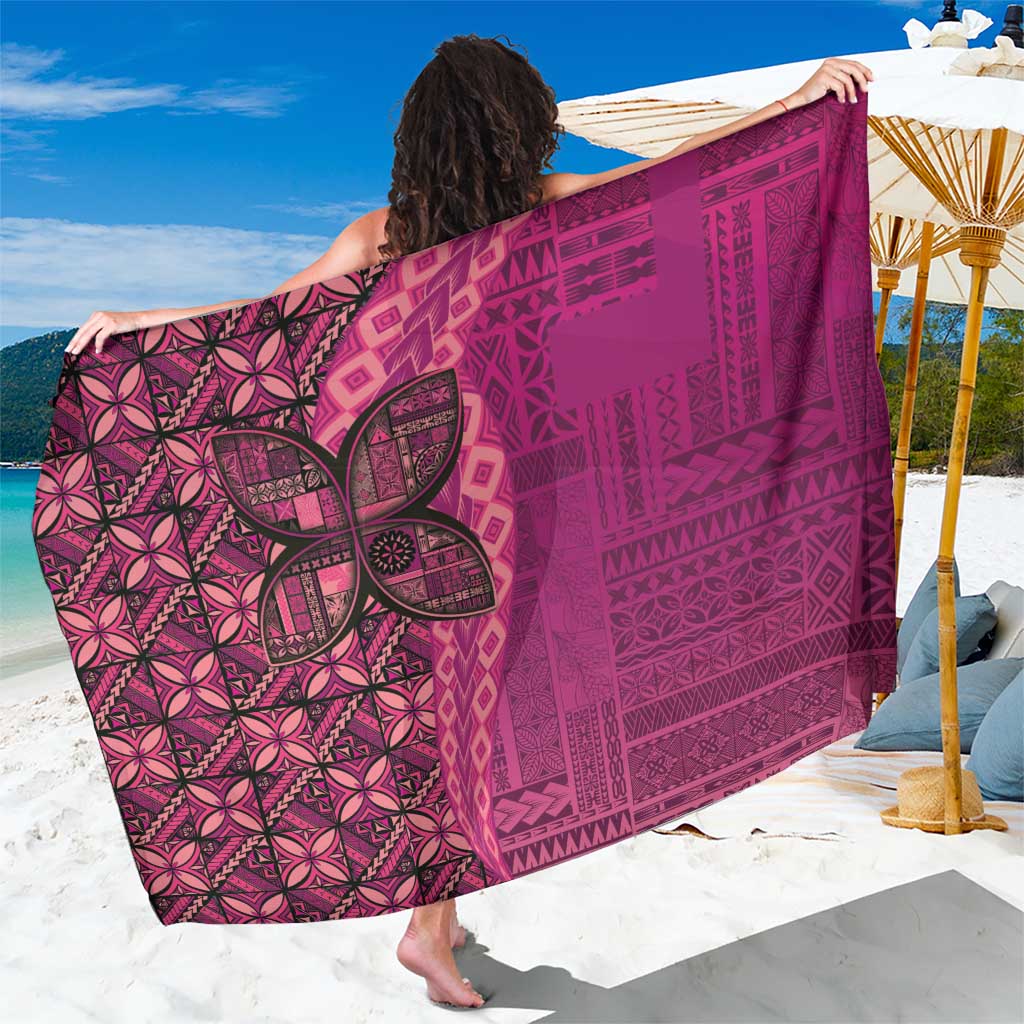 Samoan Pacific Tribal Flower Geometric Art Tattoos Sarong Siapo Pattern Romantic Rose LT03 One Size 44 x 66 inches Pink - Polynesian Pride