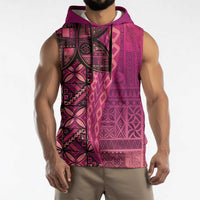 Samoan Pacific Tribal Flower Geometric Art Tattoos Sleeveless Hoodie Siapo Pattern Romantic Rose LT03 - Polynesian Pride