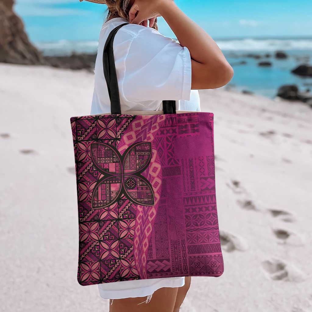 Samoan Pacific Tribal Flower Geometric Art Tattoos Tote Bag Siapo Pattern Romantic Rose - Polynesian Pride