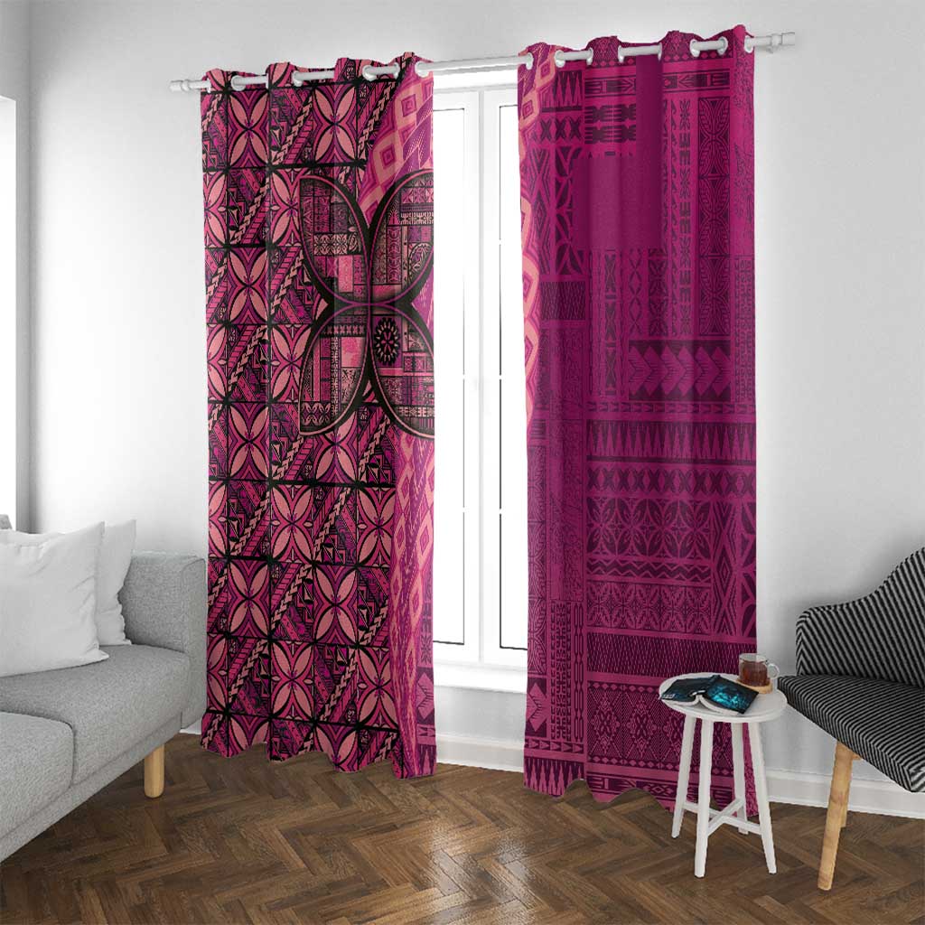 Samoan Pacific Tribal Flower Geometric Art Tattoos Window Curtain Siapo Pattern Romantic Rose - Polynesian Pride
