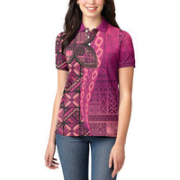 Samoan Pacific Tribal Flower Geometric Art Tattoos Women Polo Shirt Siapo Pattern Romantic Rose - Polynesian Pride