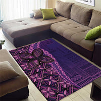 Samoan Pacific Tribal Flower Geometric Art Tattoos Area Rug Siapo Pattern Purple Haze - Polynesian Pride