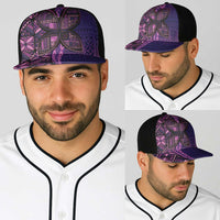 Samoan Pacific Tribal Flower Geometric Art Tattoos Baseball Net Cap Siapo Pattern Purple Haze - Polynesian Pride