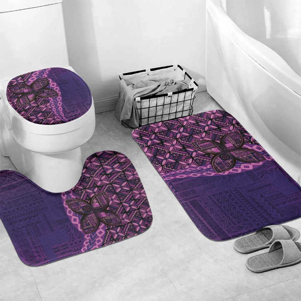 Samoan Pacific Tribal Flower Geometric Art Tattoos Bathroom Set Siapo Pattern Purple Haze - Polynesian Pride