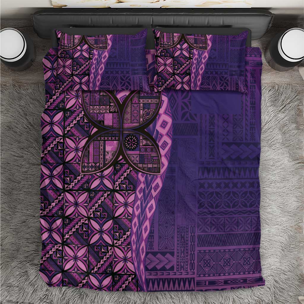 Samoan Pacific Tribal Flower Geometric Art Tattoos Bedding Set Siapo Pattern Purple Haze - Polynesian Pride