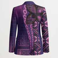 Samoan Pacific Tribal Flower Geometric Art Tattoos Blazer Siapo Pattern Purple Haze - Polynesian Pride