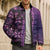 Samoan Pacific Tribal Flower Geometric Art Tattoos Bomber Puffer Jacket Siapo Pattern Purple Haze - Polynesian Pride