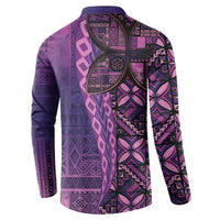 Samoan Pacific Tribal Flower Geometric Art Tattoos Button Sweatshirt Siapo Pattern Purple Haze - Polynesian Pride