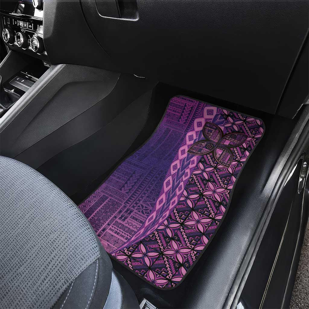 Samoan Pacific Tribal Flower Geometric Art Tattoos Car Mats Siapo Pattern Purple Haze - Polynesian Pride