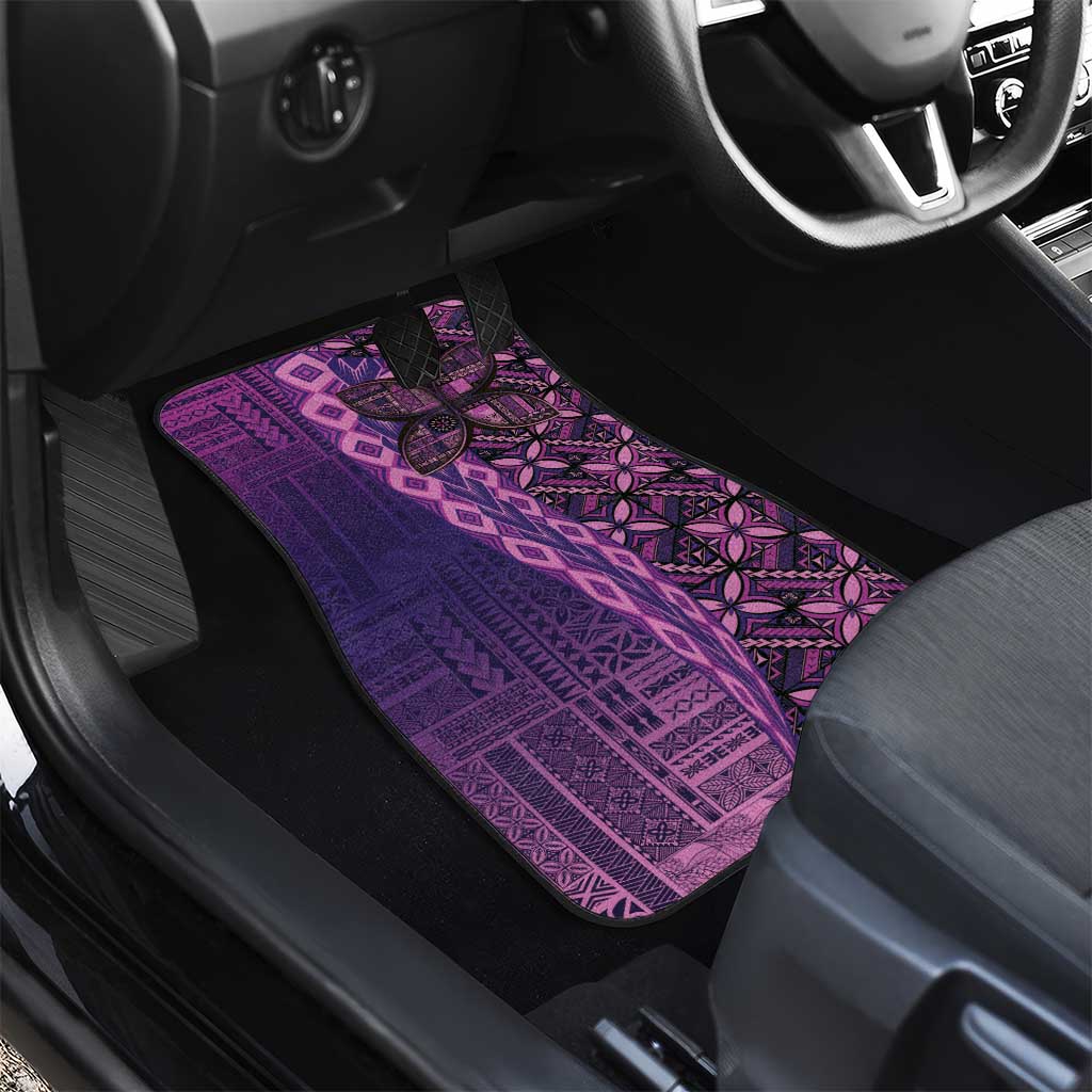 Samoan Pacific Tribal Flower Geometric Art Tattoos Car Mats Siapo Pattern Purple Haze - Polynesian Pride