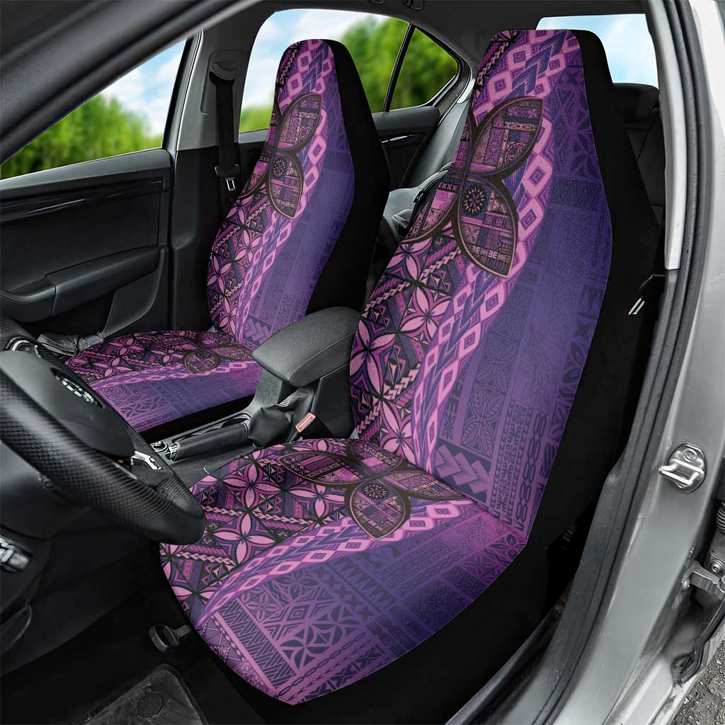 Samoan Pacific Tribal Flower Geometric Art Tattoos Car Seat Cover Siapo Pattern Purple Haze - Polynesian Pride