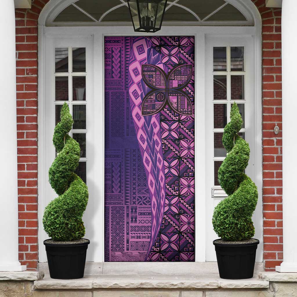 Samoan Pacific Tribal Flower Geometric Art Tattoos Door Cover Siapo Pattern Purple Haze - Polynesian Pride