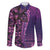 Samoan Pacific Tribal Flower Geometric Art Tattoos Family Matching Long Sleeve Bodycon Dress and Hawaiian Shirt Siapo Pattern Purple Haze - Polynesian Pride