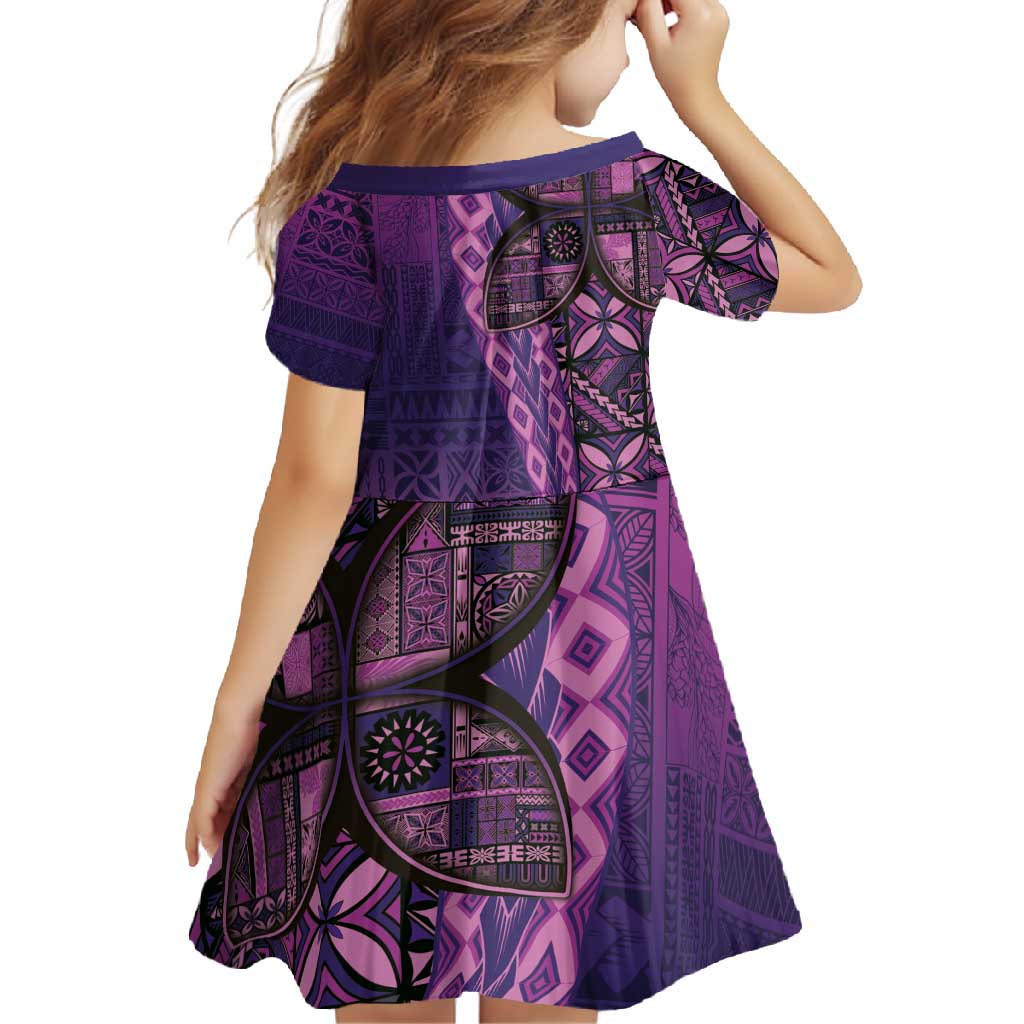 Samoan Pacific Tribal Flower Geometric Art Tattoos Family Matching Mermaid Dress and Hawaiian Shirt Siapo Pattern Purple Haze - Polynesian Pride
