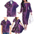 Samoan Pacific Tribal Flower Geometric Art Tattoos Family Matching Off The Shoulder Long Sleeve Dress and Hawaiian Shirt Siapo Pattern Purple Haze - Polynesian Pride