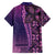 Samoan Pacific Tribal Flower Geometric Art Tattoos Family Matching Off The Shoulder Long Sleeve Dress and Hawaiian Shirt Siapo Pattern Purple Haze - Polynesian Pride