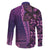 Samoan Pacific Tribal Flower Geometric Art Tattoos Family Matching Off The Shoulder Long Sleeve Dress and Hawaiian Shirt Siapo Pattern Purple Haze - Polynesian Pride