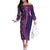 Samoan Pacific Tribal Flower Geometric Art Tattoos Family Matching Off The Shoulder Long Sleeve Dress and Hawaiian Shirt Siapo Pattern Purple Haze - Polynesian Pride