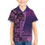 Samoan Pacific Tribal Flower Geometric Art Tattoos Family Matching Off The Shoulder Long Sleeve Dress and Hawaiian Shirt Siapo Pattern Purple Haze - Polynesian Pride
